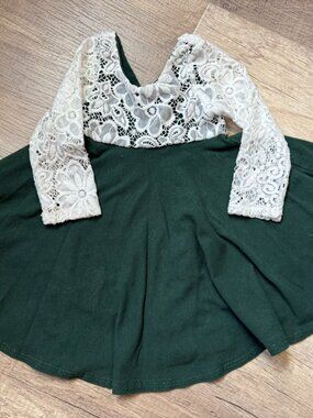 Little Girl Emerald & Lace Twirl Dress | Size 2T